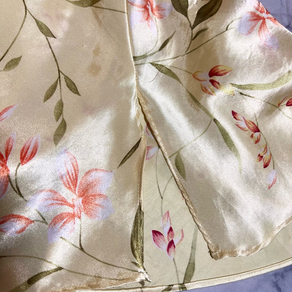 Y2K XL Oscar De La Renta Pink Label Floral Satin Feel Scoop Camisole Side Slits - Picture 11 of 14